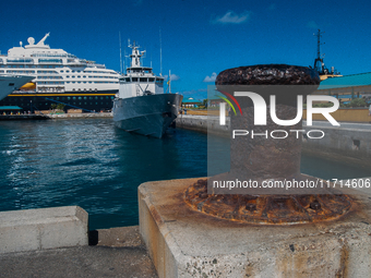 A Bahamian Defense Forces patrol boat docks in Nassau. (