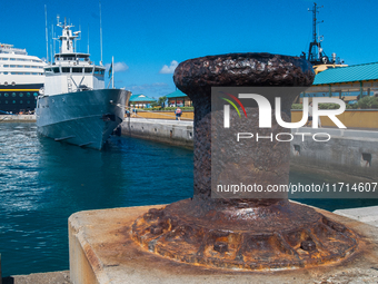 A Bahamian Defense Forces patrol boat docks in Nassau. (