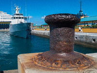 A Bahamian Defense Forces patrol boat docks in Nassau. (