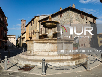 A view of Consuls Square (Piazza dei Consoli) is seen in Deruta, Italy, on October 22nd, 2024. Deruta is the city par excellence of the arti...