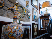 Ceramic decorated objects displayed in a shop are seen in Deruta, Italy, on October 22nd, 2024. Deruta is the city par excellence of the art...