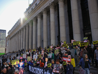 Demonstrators protest against Donald Trump outside of Madison Square Garden in New York, New York on October 27, 2024 as the former Presiden...