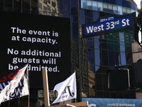 A sign states that Donald Trump's rally is sold out outside of Madison Square Garden in New York, New York on October 27, 2024 as the former...