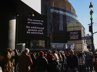 A sign states that Donald Trump's rally is sold out outside of Madison Square Garden in New York, New York on October 27, 2024 as the former...