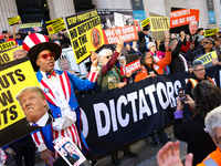 Demonstrators protest against Donald Trump outside of Madison Square Garden in New York, New York on October 27, 2024 as the former Presiden...