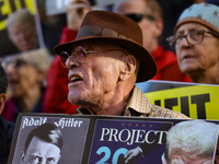 Demonstrators protest against Donald Trump outside of Madison Square Garden in New York, New York on October 27, 2024 as the former Presiden...