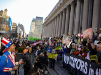 Demonstrators protest against Donald Trump outside of Madison Square Garden in New York, New York on October 27, 2024 as the former Presiden...