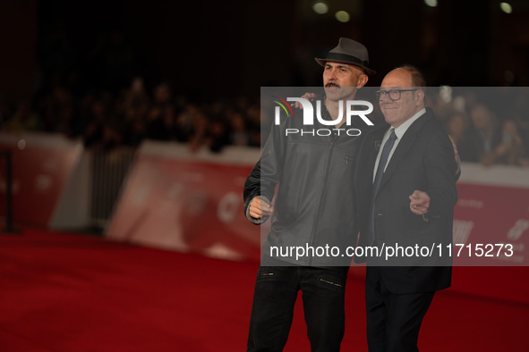 Carlo Verdone and Maccio Capatonda attend the ''Vita Da Carlo Terza Stagione'' red carpet during the 19th Rome Film Festival at Auditorium P...