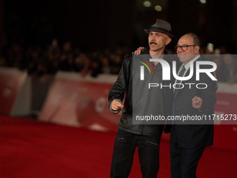 Carlo Verdone and Maccio Capatonda attend the ''Vita Da Carlo Terza Stagione'' red carpet during the 19th Rome Film Festival at Auditorium P...