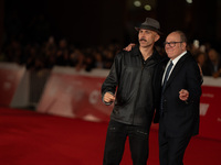 Carlo Verdone and Maccio Capatonda attend the ''Vita Da Carlo Terza Stagione'' red carpet during the 19th Rome Film Festival at Auditorium P...