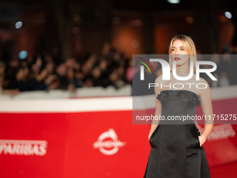 Caterina De Angelis attends the ''Vita Da Carlo Terza Stagione'' red carpet during the 19th Rome Film Festival at Auditorium Parco Della Mus...