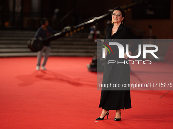 Monica Guerritore attends the ''Vita Da Carlo Terza Stagione'' red carpet during the 19th Rome Film Festival at Auditorium Parco Della Music...