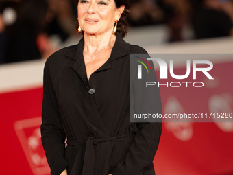 Monica Guerritore attends the ''Vita Da Carlo Terza Stagione'' red carpet during the 19th Rome Film Festival at Auditorium Parco Della Music...