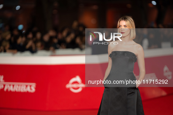 Caterina De Angelis attends the ''Vita Da Carlo Terza Stagione'' red carpet during the 19th Rome Film Festival at Auditorium Parco Della Mus...