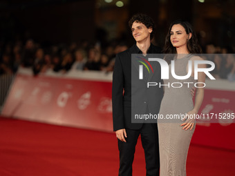 Antonio Banno and Romana Maggiora Vergano attend the ''Vita Da Carlo Terza Stagione'' red carpet during the 19th Rome Film Festival at Audit...