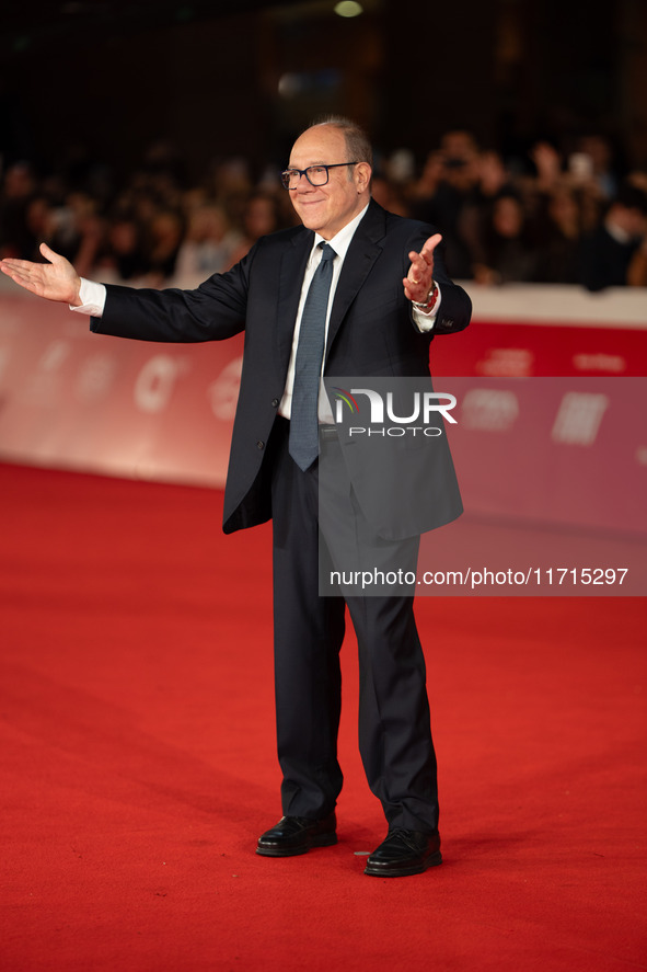 Carlo Verdone attends the ''Vita Da Carlo Terza Stagione'' red carpet during the 19th Rome Film Festival at Auditorium Parco Della Musica in...