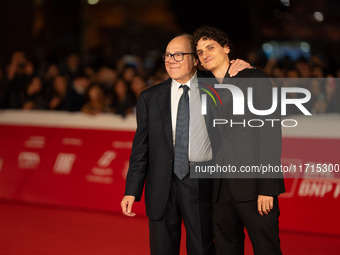 Carlo Verdone and Antonio Banno attend the ''Vita Da Carlo Terza Stagione'' red carpet during the 19th Rome Film Festival at Auditorium Parc...