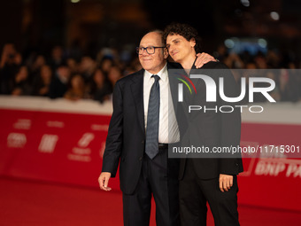 Carlo Verdone and Antonio Banno attend the ''Vita Da Carlo Terza Stagione'' red carpet during the 19th Rome Film Festival at Auditorium Parc...