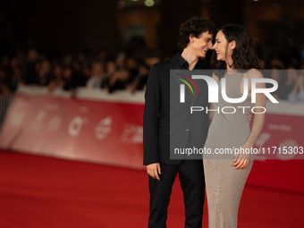 Antonio Banno and Romana Maggiora Vergano attend the ''Vita Da Carlo Terza Stagione'' red carpet during the 19th Rome Film Festival at Audit...