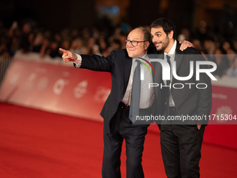 Carlo Verdone and Valerio Vestoso attend the ''Vita Da Carlo Terza Stagione'' red carpet during the 19th Rome Film Festival at Auditorium Pa...