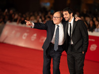 Carlo Verdone and Valerio Vestoso attend the ''Vita Da Carlo Terza Stagione'' red carpet during the 19th Rome Film Festival at Auditorium Pa...