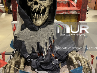 Halloween decorations are displayed at a shop in preparation for Halloween in Toronto, Ontario, Canada, on September 13, 2024. (