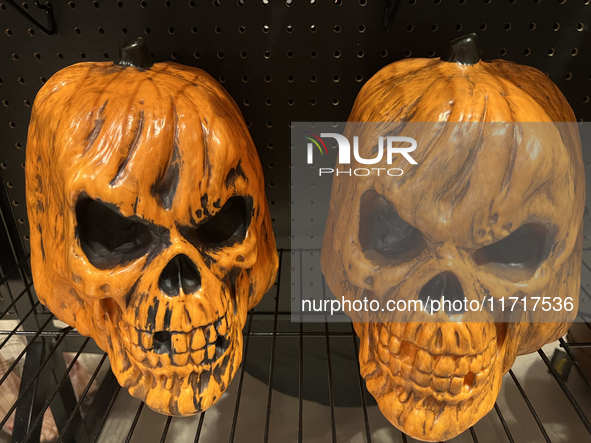 Halloween decorations are displayed at a shop in preparation for Halloween in Toronto, Ontario, Canada, on September 27, 2024. 