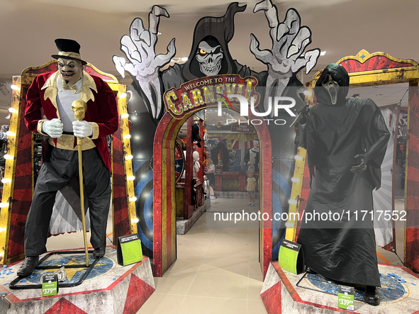 Halloween decorations are displayed at a shop in preparation for Halloween in Toronto, Ontario, Canada, on September 27, 2024. 