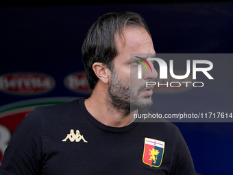 Alberto Gilardino head coach of Genoa CFC looks on during the Serie A Enilive match between SS Lazio and Genoa CF at Stadio Olimpico on Octo...