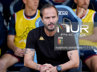 Alberto Gilardino head coach of Genoa CFC looks on during the Serie A Enilive match between SS Lazio and Genoa CF at Stadio Olimpico on Octo...