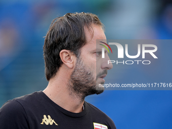 Alberto Gilardino head coach of Genoa CFC looks on during the Serie A Enilive match between SS Lazio and Genoa CF at Stadio Olimpico on Octo...