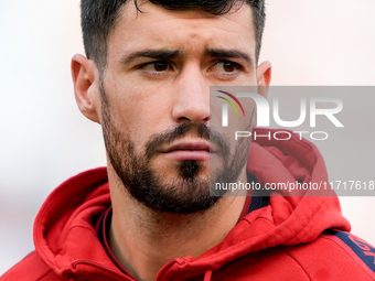 Aaron Martin of Genoa CFC looks on during the Serie A Enilive match between SS Lazio and Genoa CF at Stadio Olimpico on October 27, 2024 in...