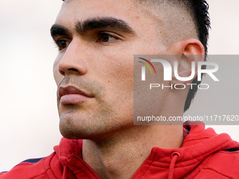 Johan Vasquez of Genoa CFC looks on during the Serie A Enilive match between SS Lazio and Genoa CF at Stadio Olimpico on October 27, 2024 in...