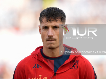 Andrea Pinamonti of Genoa CFC looks on during the Serie A Enilive match between SS Lazio and Genoa CF at Stadio Olimpico on October 27, 2024...