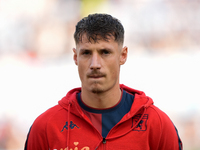 Andrea Pinamonti of Genoa CFC looks on during the Serie A Enilive match between SS Lazio and Genoa CF at Stadio Olimpico on October 27, 2024...