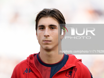 Fabio Miretti of Genoa CFC looks on during the Serie A Enilive match between SS Lazio and Genoa CF at Stadio Olimpico on October 27, 2024 in...