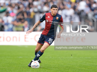 Alan Matturro of Genoa CFC during the Serie A Enilive match between SS Lazio and Genoa CF at Stadio Olimpico on October 27, 2024 in Rome, It...