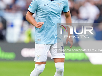 Gustav Isaksen of SS Lazio looks on during the Serie A Enilive match between SS Lazio and Genoa CF at Stadio Olimpico on October 27, 2024 in...