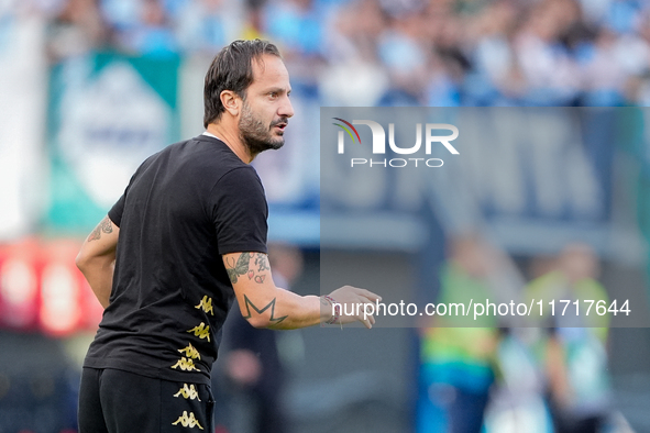 Alberto Gilardino head coach of Genoa CFC looks on during the Serie A Enilive match between SS Lazio and Genoa CF at Stadio Olimpico on Octo...