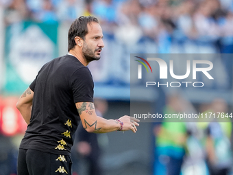 Alberto Gilardino head coach of Genoa CFC looks on during the Serie A Enilive match between SS Lazio and Genoa CF at Stadio Olimpico on Octo...