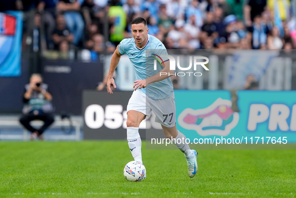 Adam Marusic of SS Lazio during the Serie A Enilive match between SS Lazio and Genoa CF at Stadio Olimpico on October 27, 2024 in Rome, Ital...