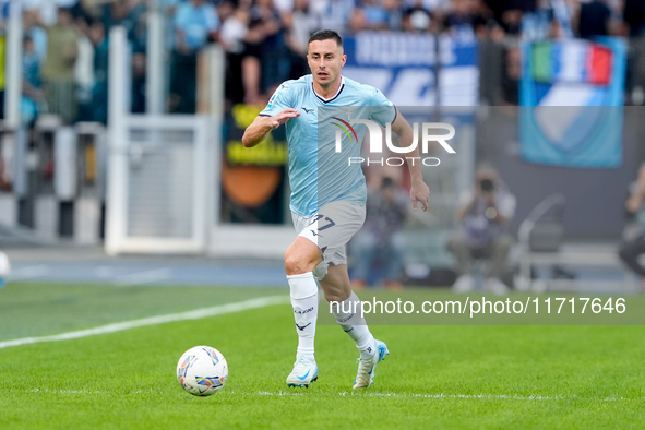 Adam Marusic of SS Lazio during the Serie A Enilive match between SS Lazio and Genoa CF at Stadio Olimpico on October 27, 2024 in Rome, Ital...