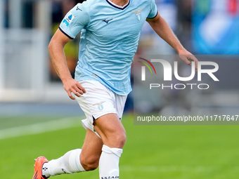 Gustav Isaksen of SS Lazio during the Serie A Enilive match between SS Lazio and Genoa CF at Stadio Olimpico on October 27, 2024 in Rome, It...