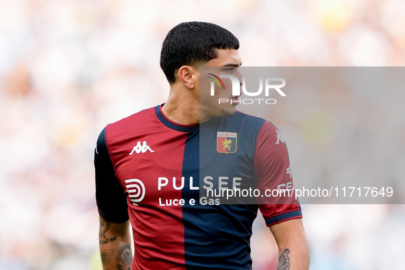 Alan Matturro of Genoa CFC during the Serie A Enilive match between SS Lazio and Genoa CF at Stadio Olimpico on October 27, 2024 in Rome, It...