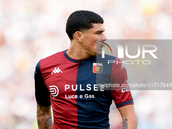 Alan Matturro of Genoa CFC during the Serie A Enilive match between SS Lazio and Genoa CF at Stadio Olimpico on October 27, 2024 in Rome, It...