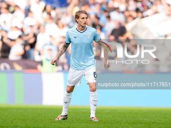 Nicolo' Rovella of SS Lazio during the Serie A Enilive match between SS Lazio and Genoa CF at Stadio Olimpico on October 27, 2024 in Rome, I...