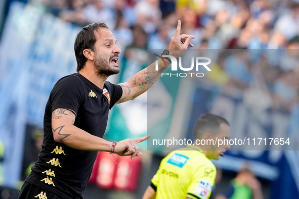 Alberto Gilardino head coach of Genoa CFC gestures during the Serie A Enilive match between SS Lazio and Genoa CF at Stadio Olimpico on Octo...