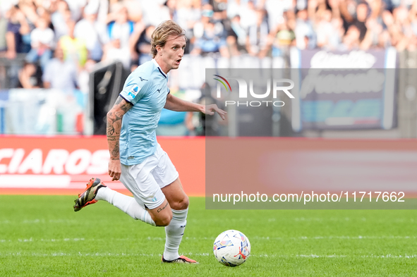 Nicolo' Rovella of SS Lazio during the Serie A Enilive match between SS Lazio and Genoa CF at Stadio Olimpico on October 27, 2024 in Rome, I...