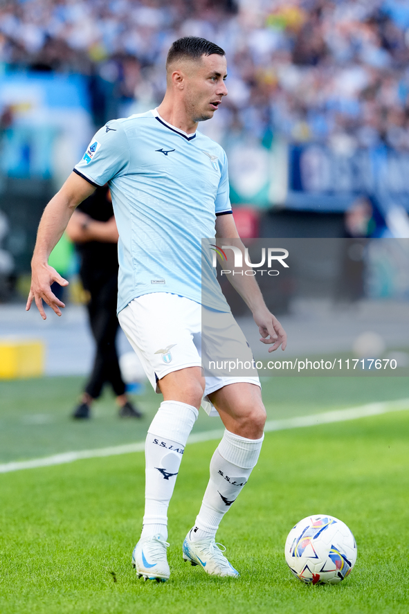 Adam Marusic of SS Lazio during the Serie A Enilive match between SS Lazio and Genoa CF at Stadio Olimpico on October 27, 2024 in Rome, Ital...