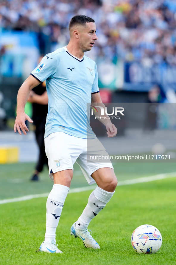 Adam Marusic of SS Lazio during the Serie A Enilive match between SS Lazio and Genoa CF at Stadio Olimpico on October 27, 2024 in Rome, Ital...